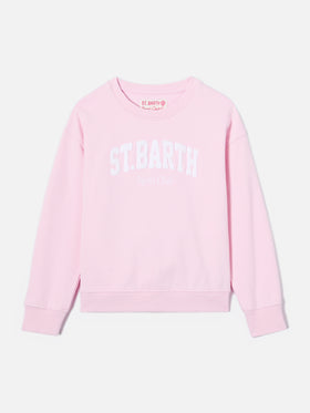 Sweat-shirt Briony à col rond rose avec logo effet éponge 