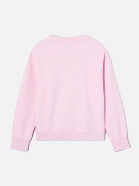Sweat-shirt Briony à col rond rose avec logo effet éponge 