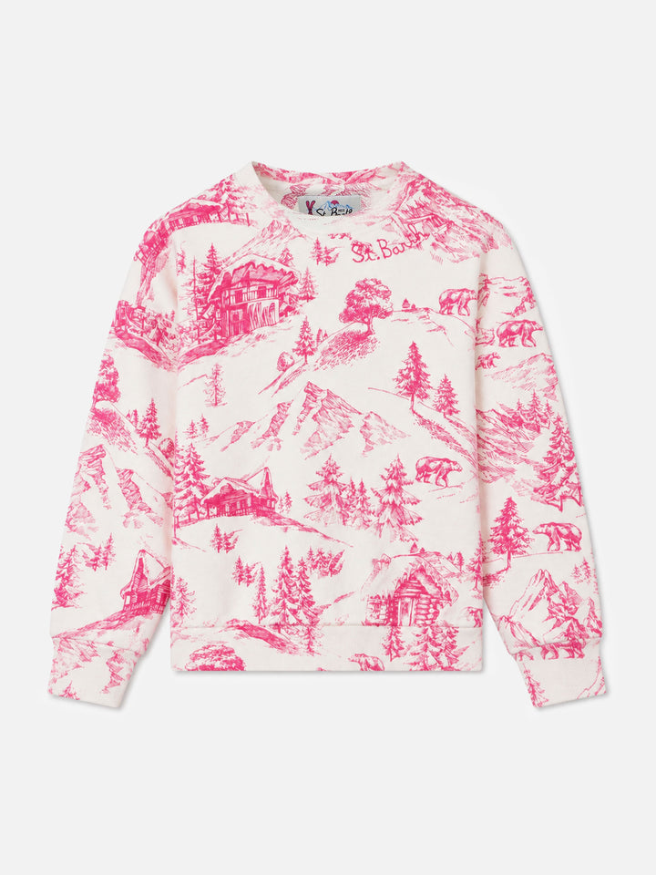 Sweat-shirt ras du cou pour fille avec imprimé toile de Jouy 