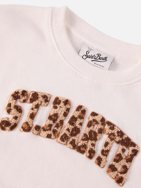 Briony crewneck sweatshirt in leopard-print white terry