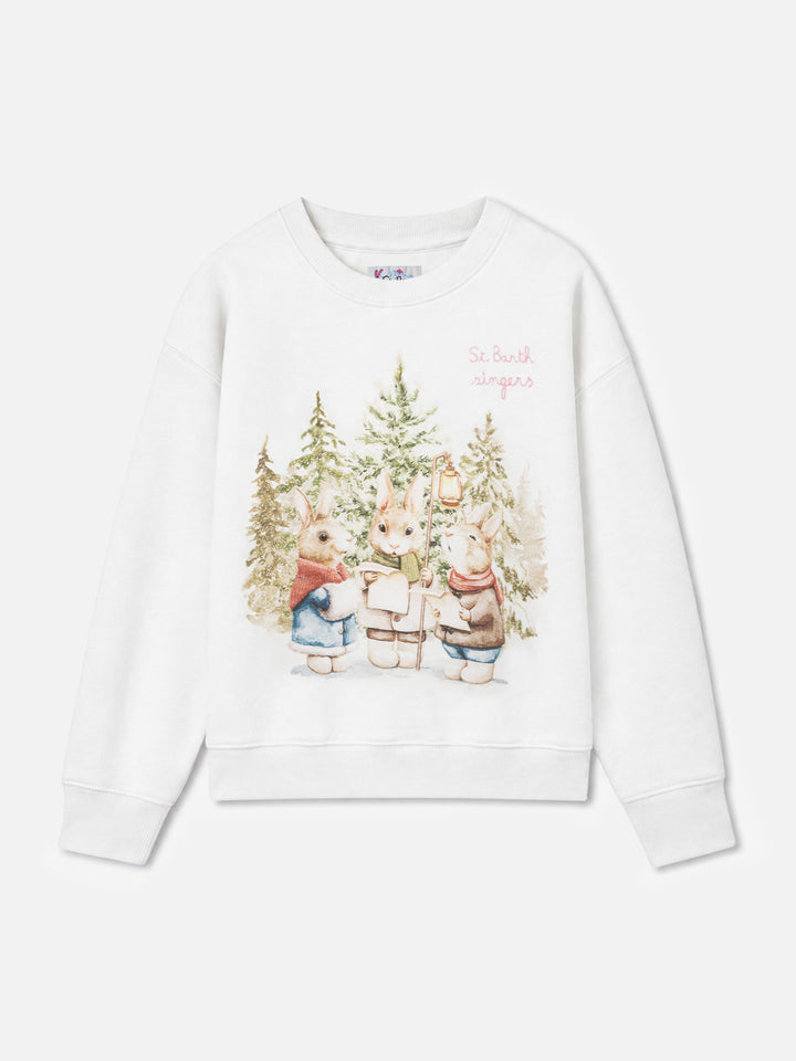 White Briony crewneck sweatshirt with bunny print