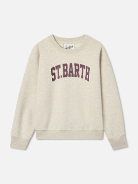 Felpa Briony grigia in misto cotone con stampa St. Barth