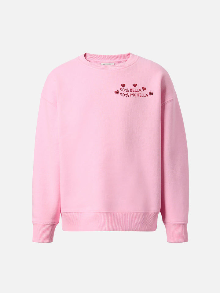 Briony crewneck sweatshirt with Bella e Monella rhinestone appliqué