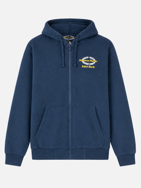 Blue cotton hoodie with Magnum Marine Saint Barth embroidery | MAGNUM MARINE SPECIAL EDITION