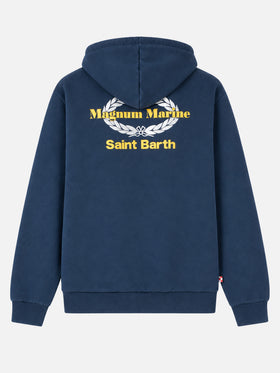 Blue cotton hoodie with Magnum Marine Saint Barth embroidery | MAGNUM MARINE SPECIAL EDITION