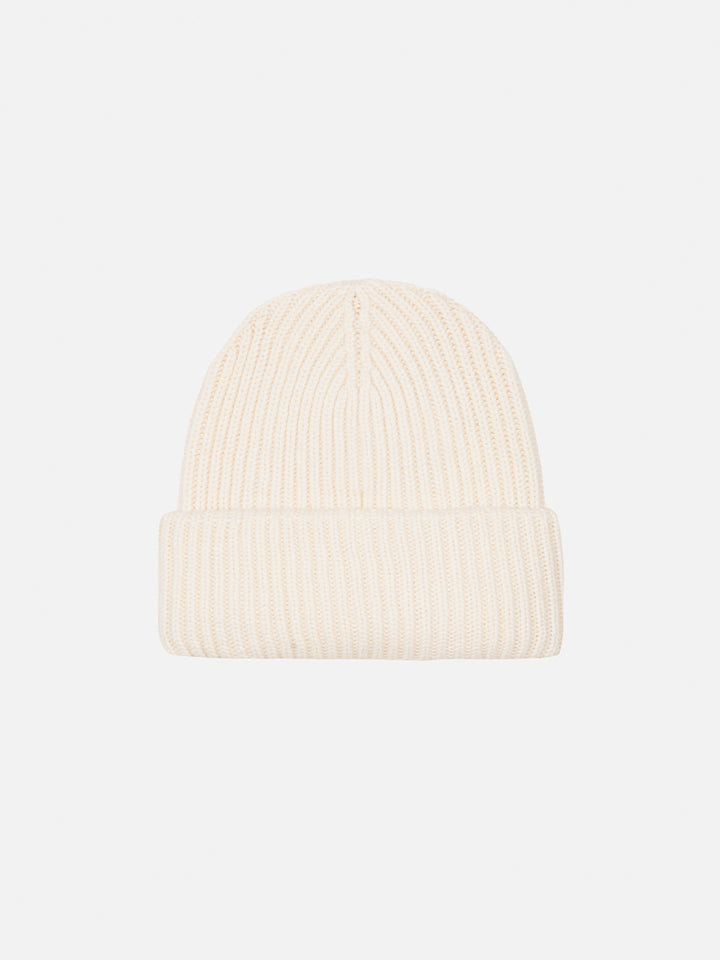 White Berry ribbed knit beanie for kid with Saint Barth patch - MC2 Saint Barth