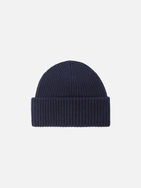 Berretto  Berry a coste in misto cashmere blu navy