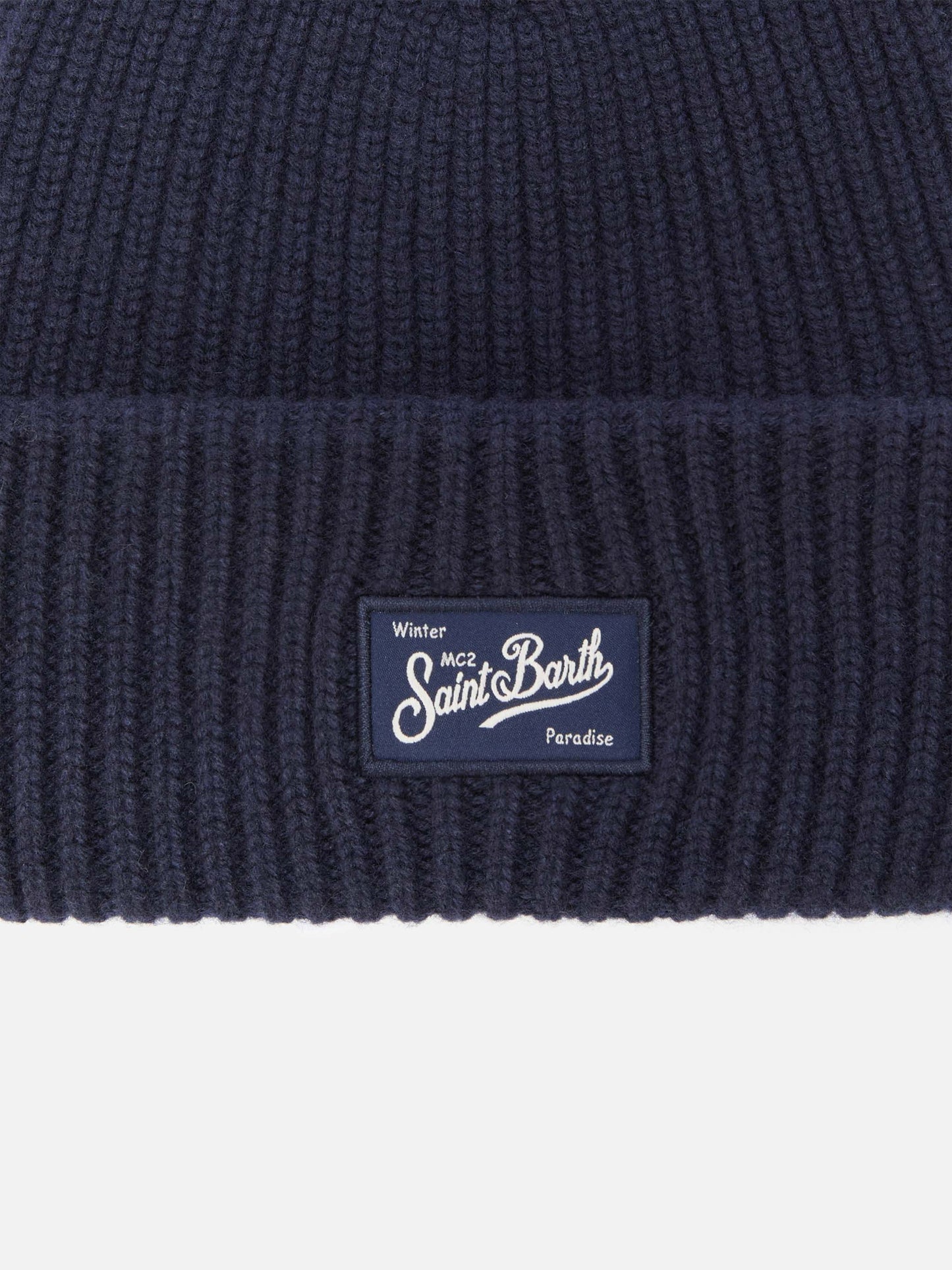 Berretto  Berry a coste in misto cashmere blu navy