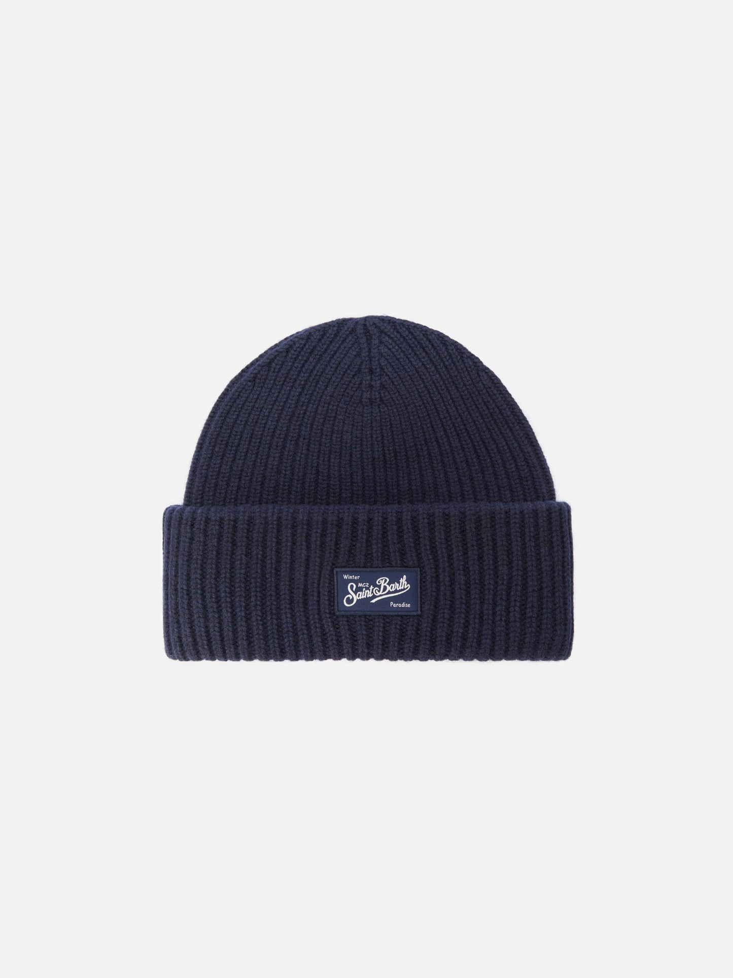 Berretto  Berry a coste in misto cashmere blu navy
