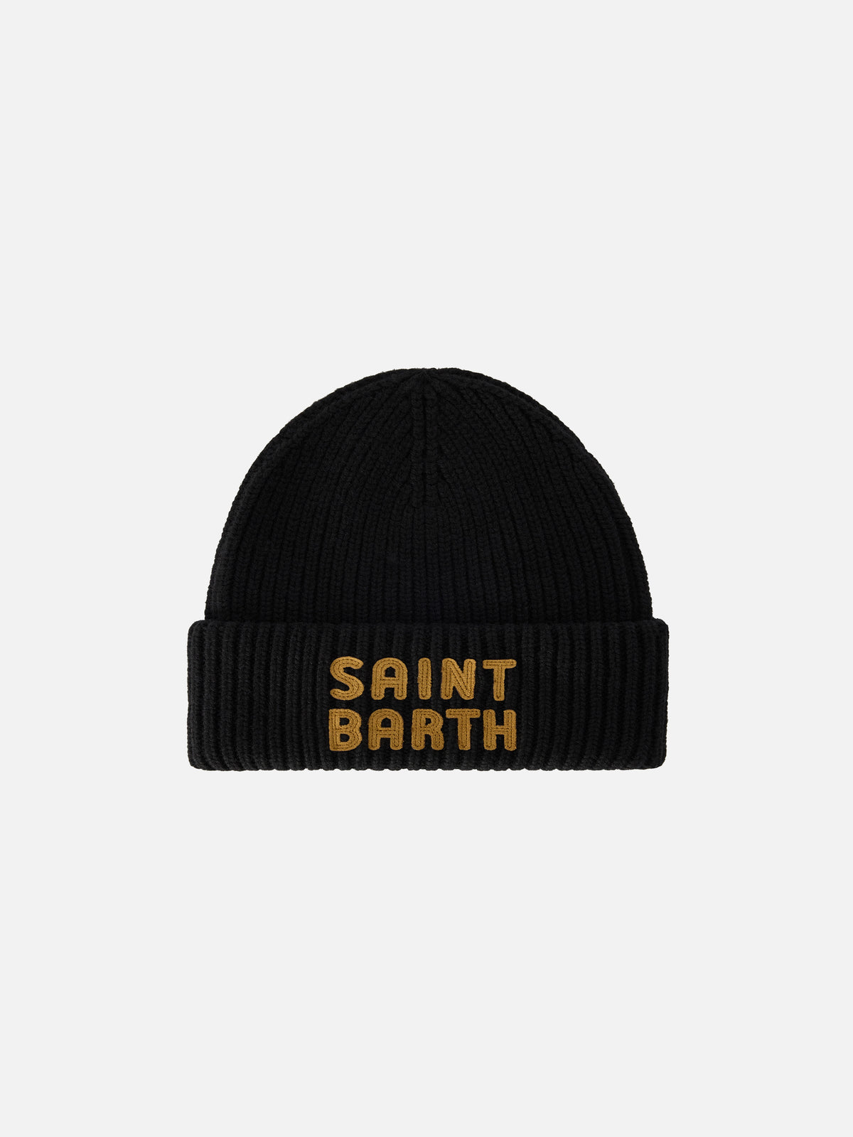 Schwarze Berry Beanie mit Logo-Patch 