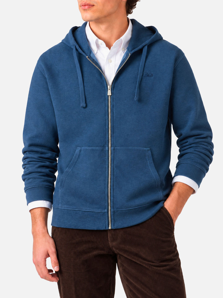 Blaue Baumwoll-Kapuzenjacke mit Reißverschluss Barrett 