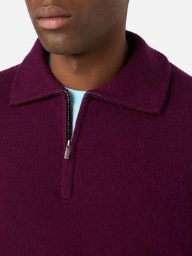 Burgundy Buck cashmere half zip knit