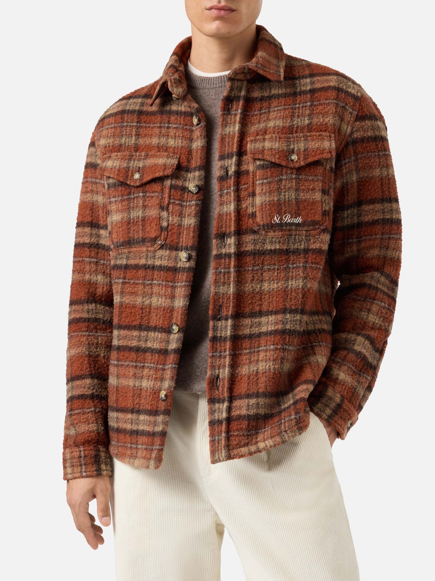 Overshirt Burton in brown Casentino with pockets