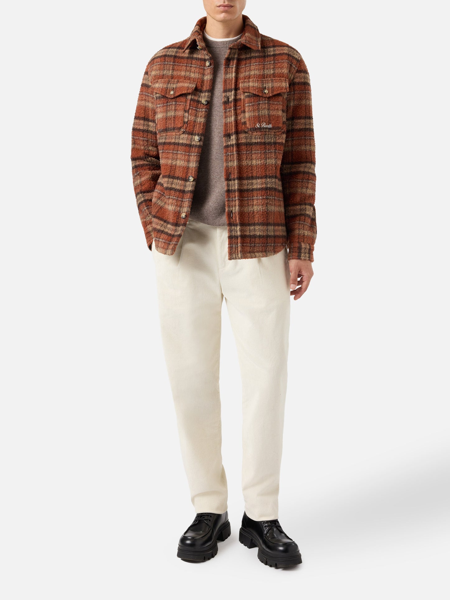 Overshirt Burton in brown Casentino with pockets