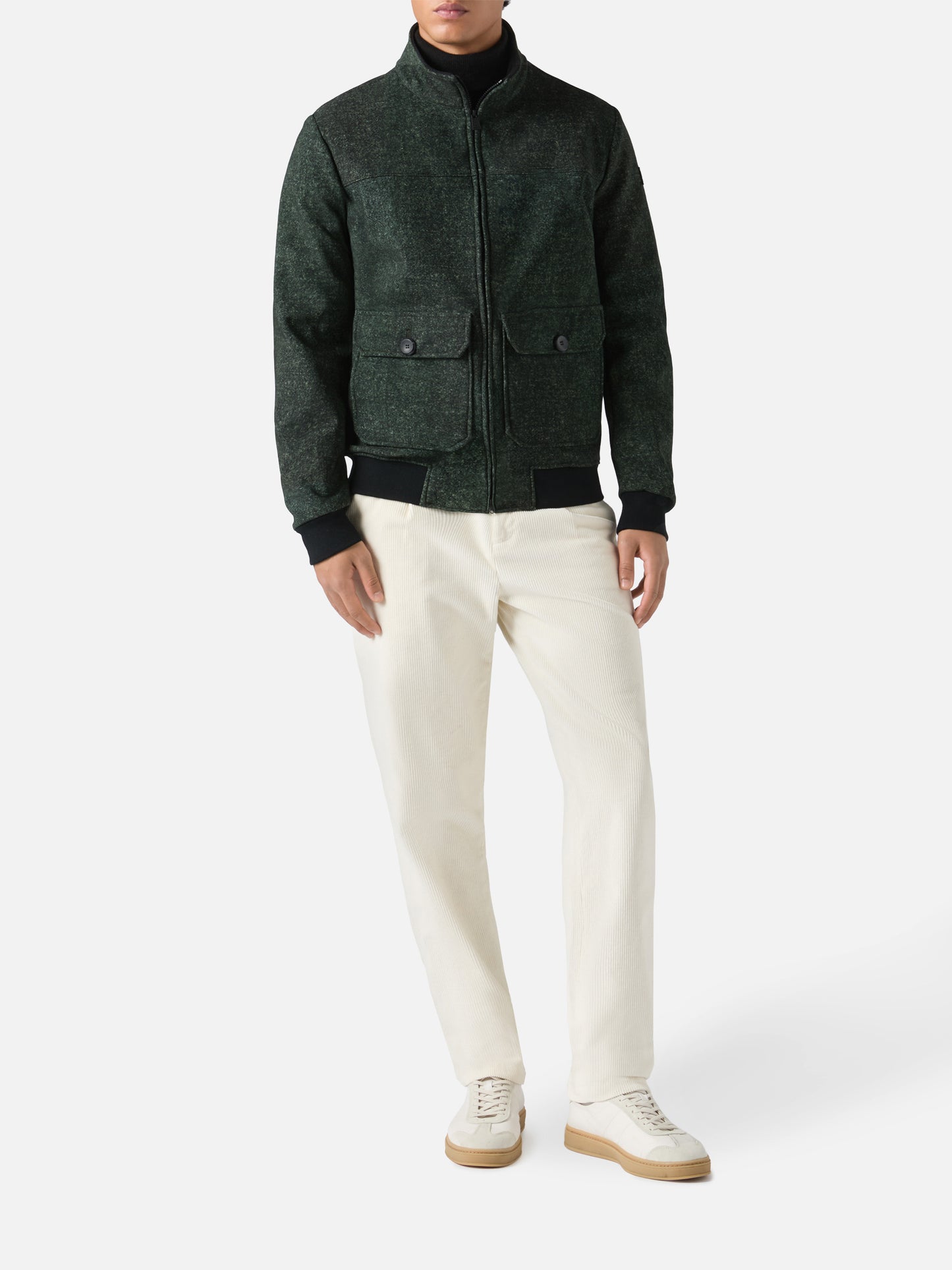 Thermo jacket Byron with melange grey wooly print