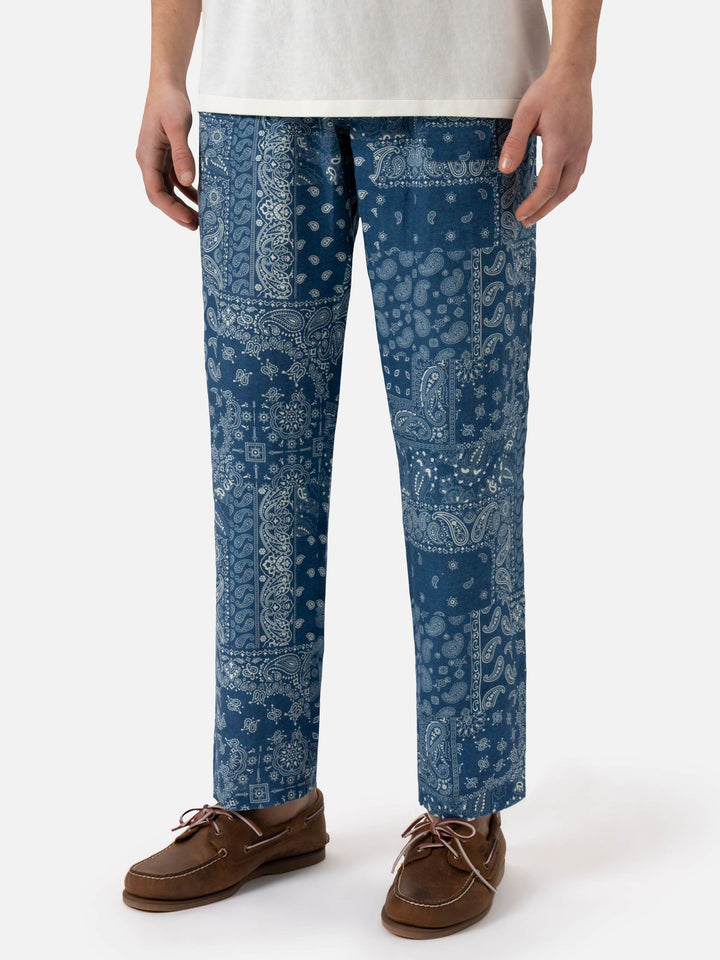 Linen pants Calais with bandanna print - MC2 Saint Barth