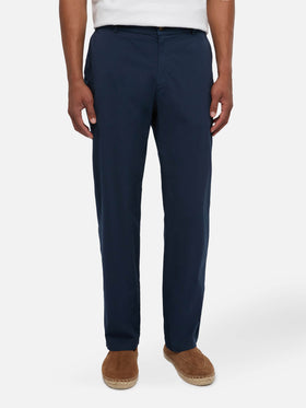 Marine blue cotton pants Calais with drawstring