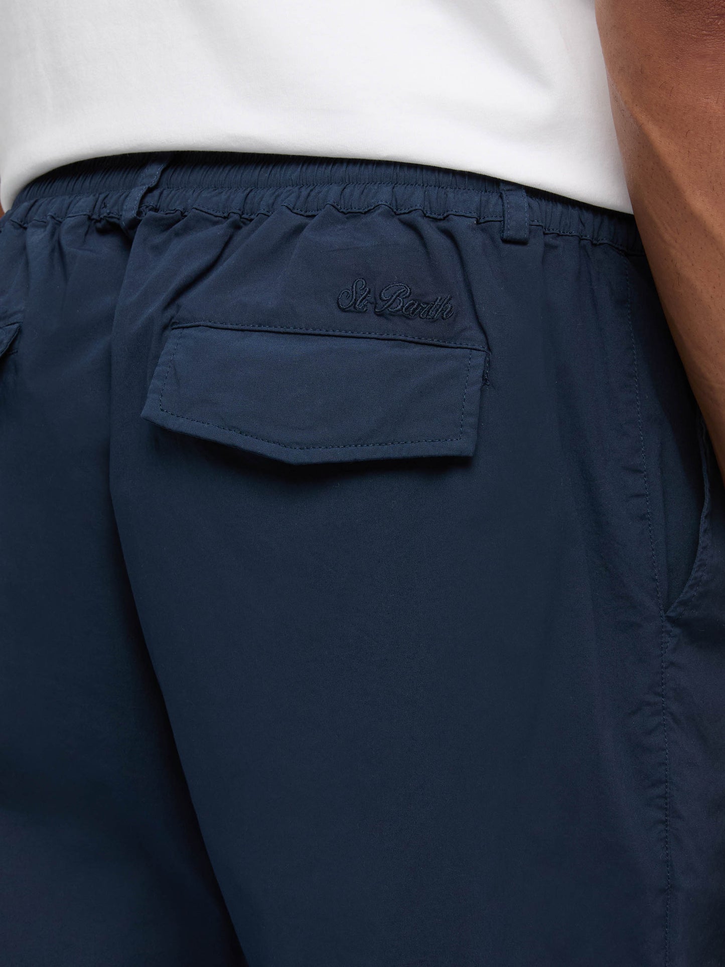 Marine blue cotton pants Calais with drawstring