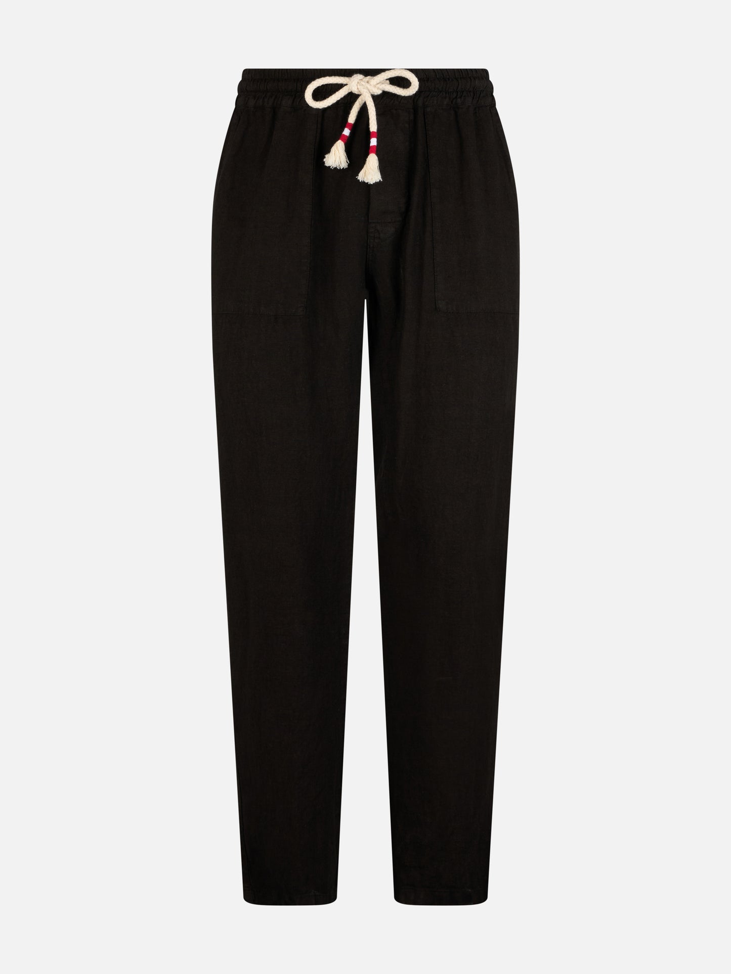 Man black linen Calais pants with drawstring - MC2 Saint Barth