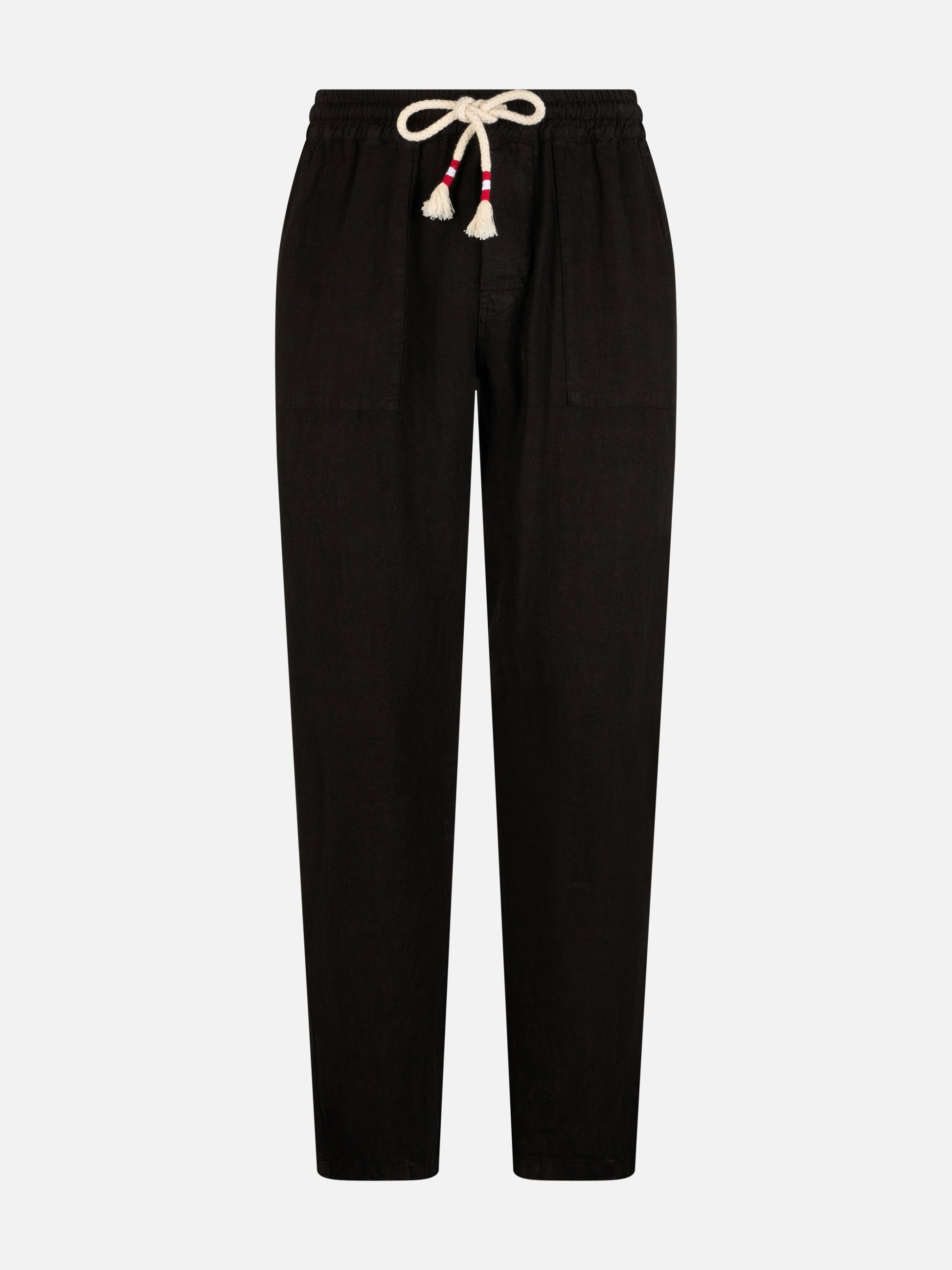 Man black linen Calais pants with drawstring - MC2 Saint Barth