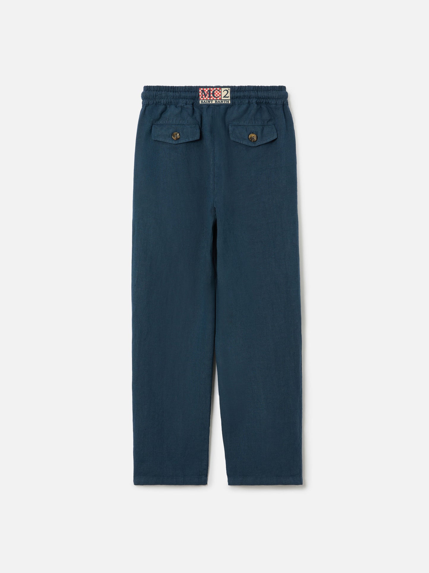 Pantaloni Calais Jr in lino blu navy