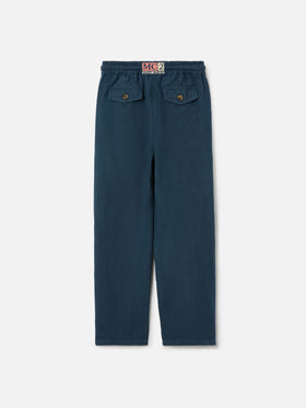 Pantaloni Calais Jr in lino blu navy