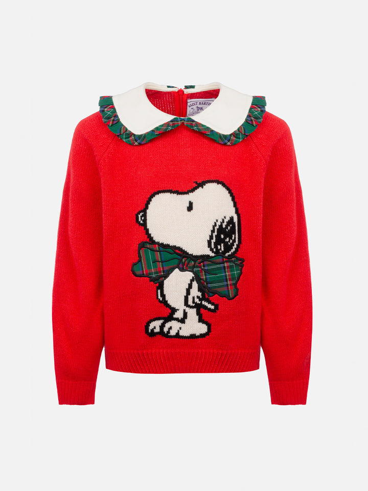 Girl red sweater Calia with Snoopy patch | SNOOPY PEANUTS SPECIAL EDITION - MC2 Saint Barth