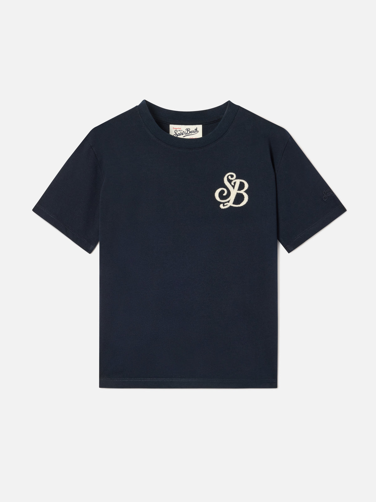 T-shirt Cameron blu navy in cotone organico con monogramma SB Legacy