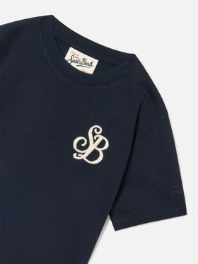 T-shirt Cameron blu navy in cotone organico con monogramma SB Legacy