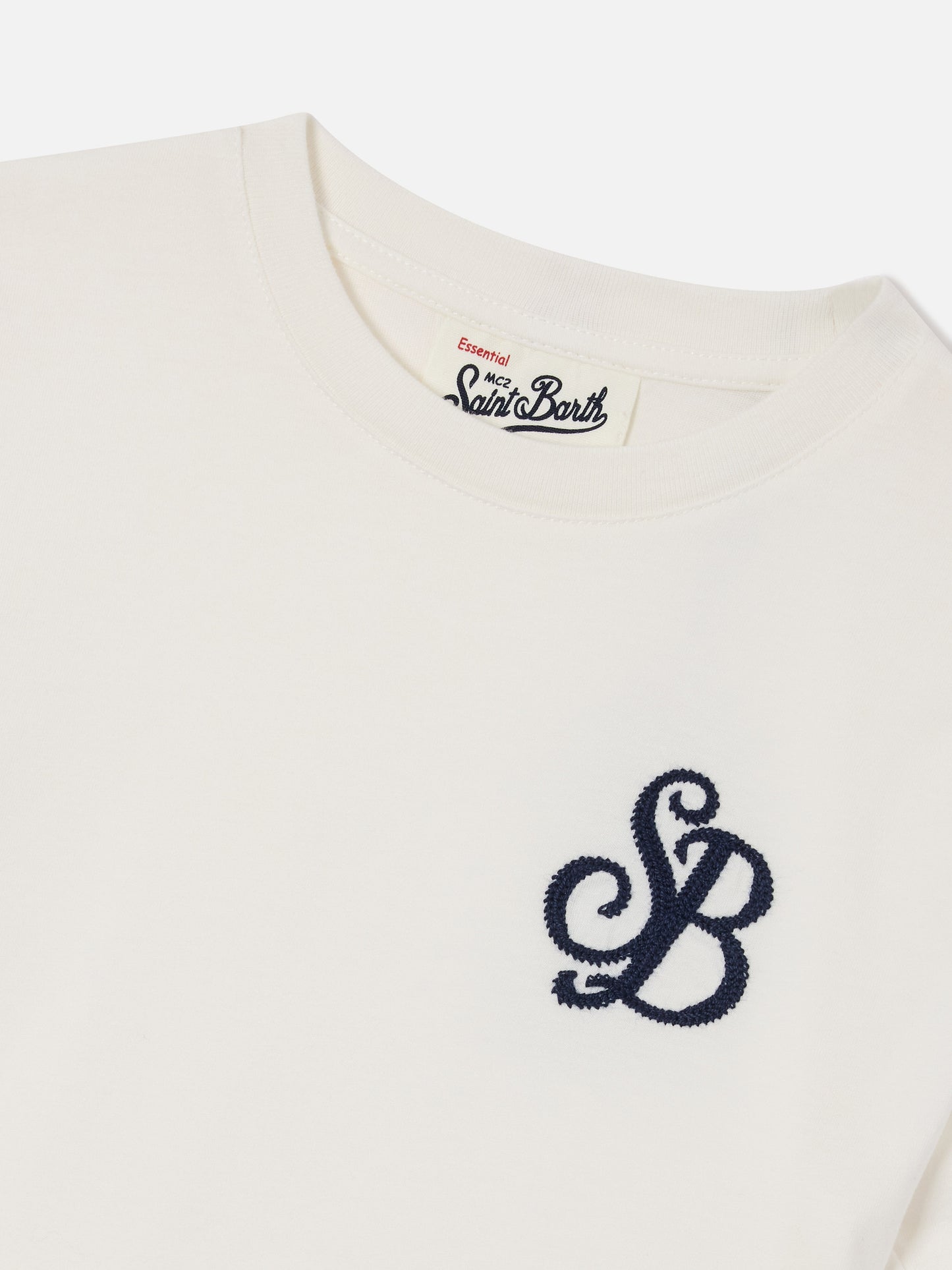 T-shirt Cameron bianca con ricamo monogramma SB