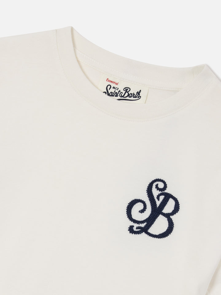 Cameron T-Shirt in Weiß mit SB-Monogrammstickerei 