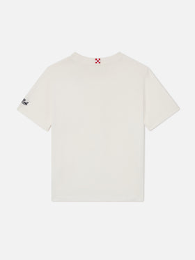 T-shirt Cameron bianca con ricamo monogramma SB