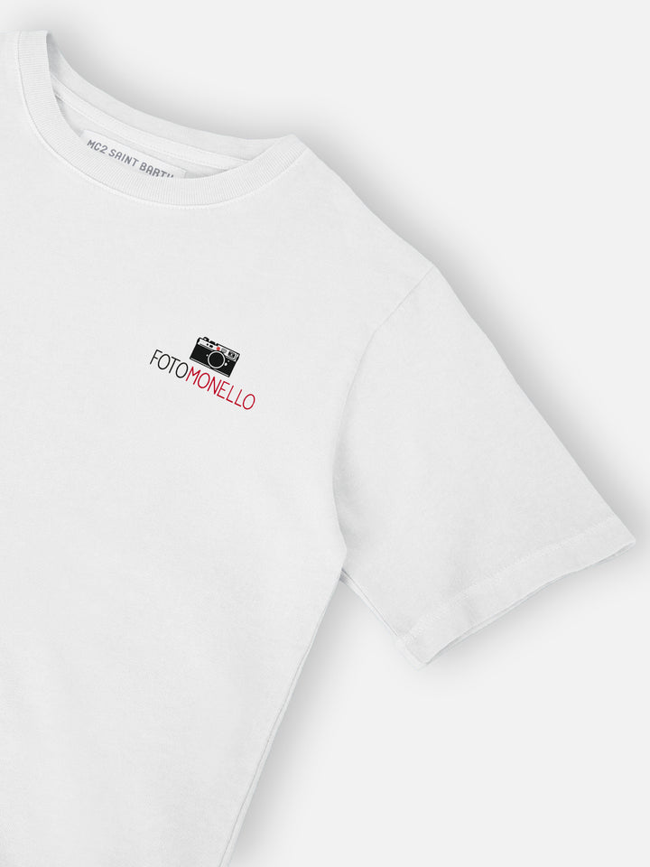 T-shirt Cameron in cotone bianco con ricamo Fotomonello
