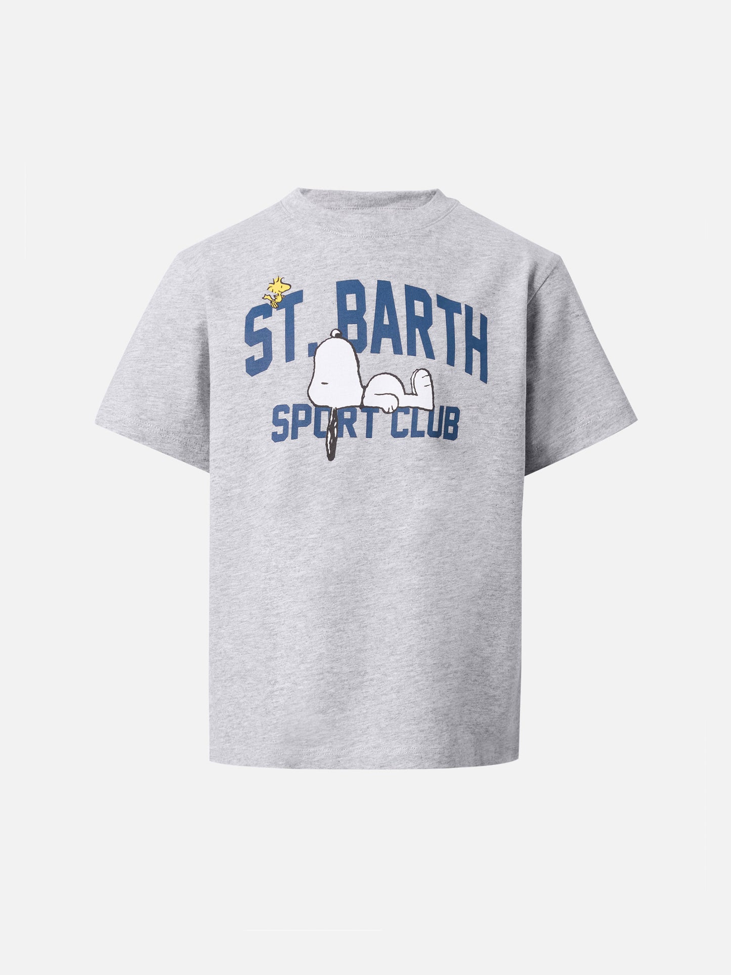 Graues Cameron-Baumwoll-T-Shirt mit Snoopy-St.-Barth-Sportclub-Aufdruck | PEANUTS-SONDEREDITION