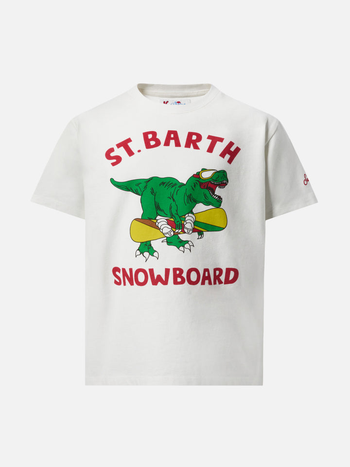 T-shirt in cotone pesante Cameron con stampa dinosauro skater