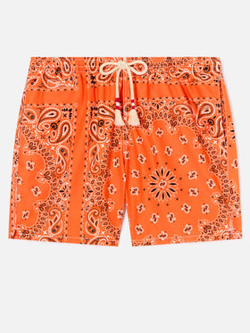 Orange bandana Caprese swim shorts