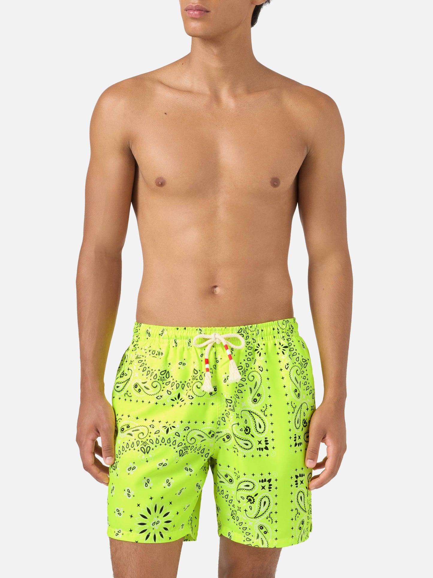 Fluo yellow bandana Caprese swim shorts