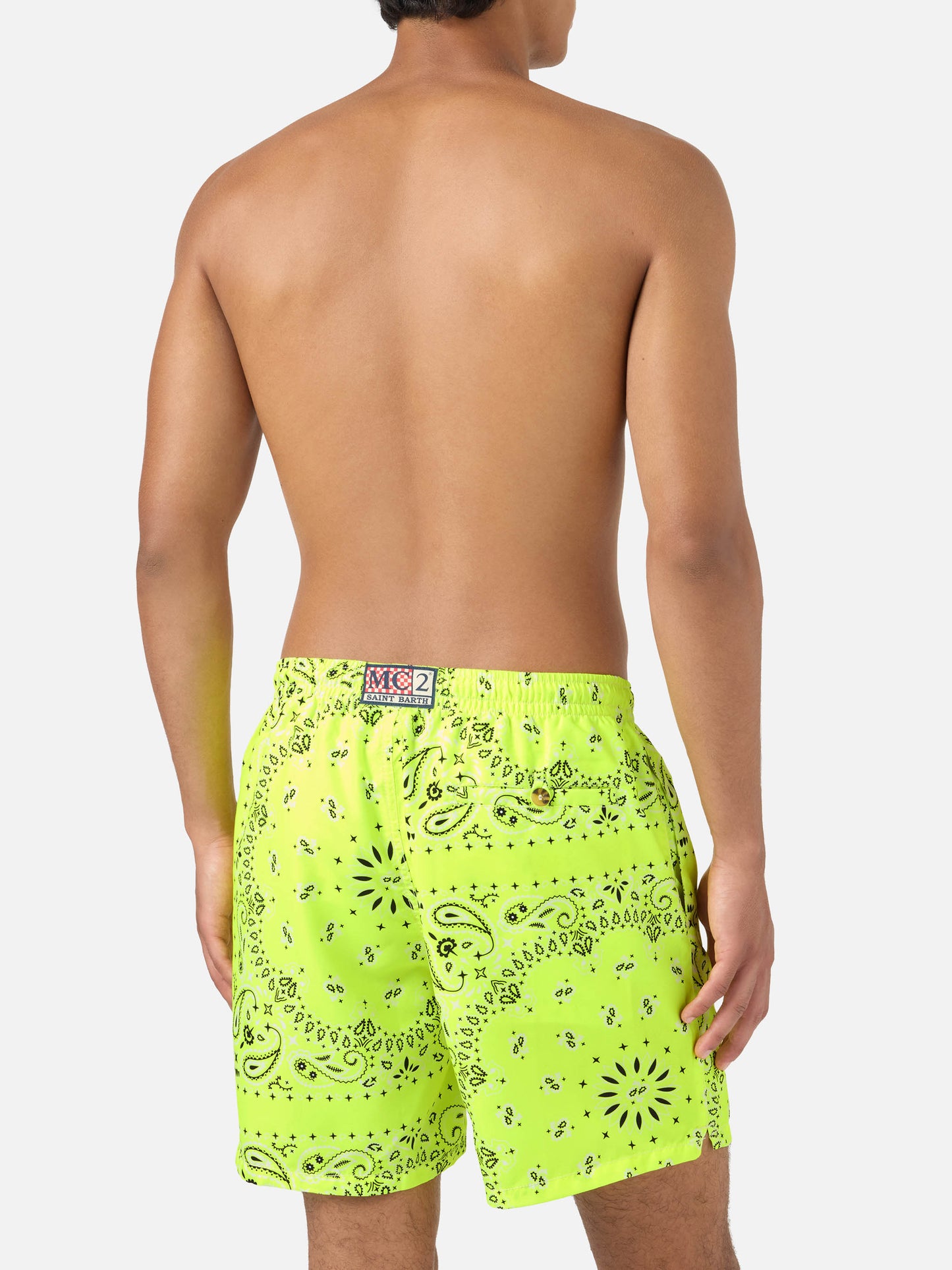 Fluo yellow bandana Caprese swim shorts