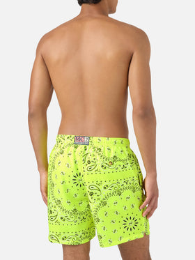 Fluo yellow bandana Caprese swim shorts