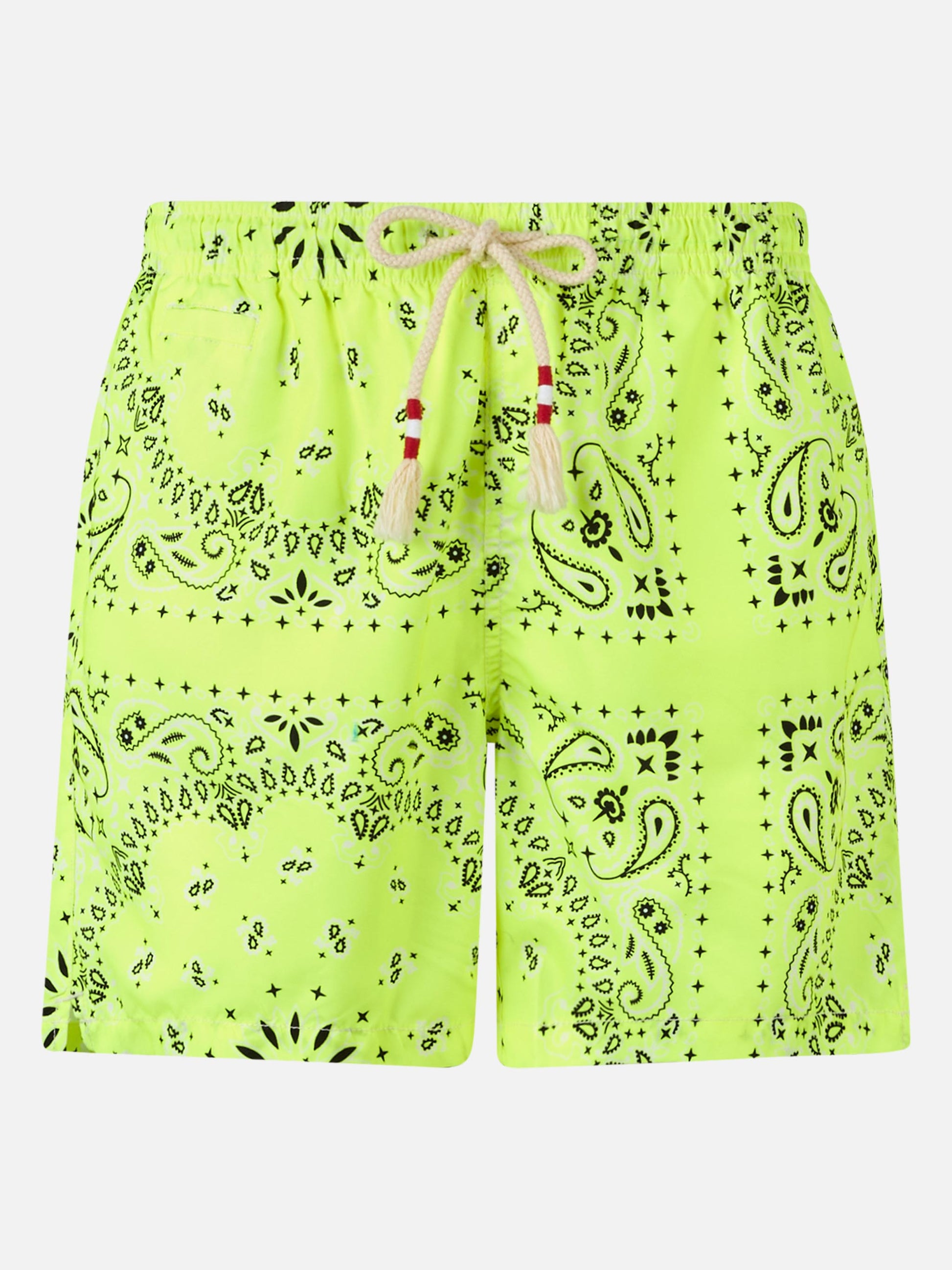 Man swim shorts with fluo yellow bandanna print - MC2 Saint Barth