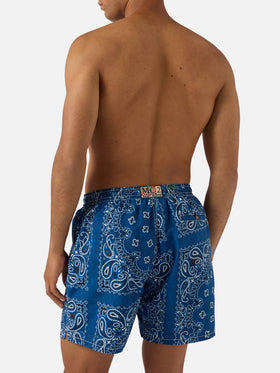 Short de bain Caprese avec imprimé bandana bleu marine 