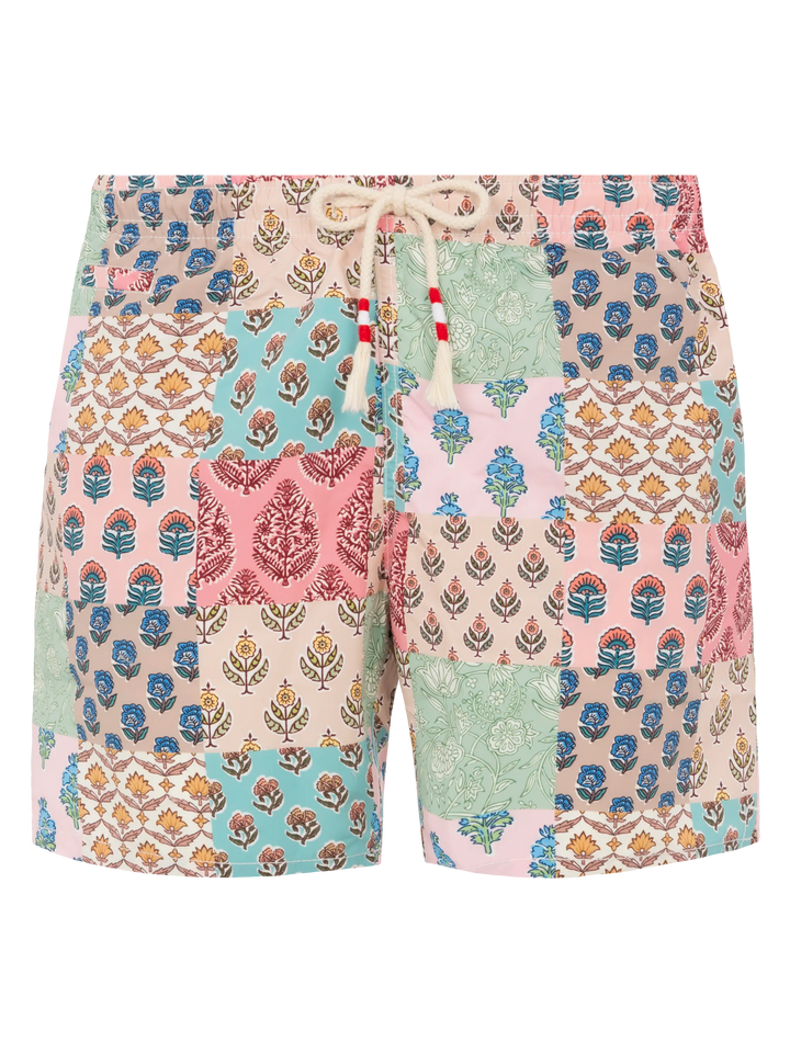 Mid-length swim-shorts Caprese with flower patch print - MC2 Saint Barth