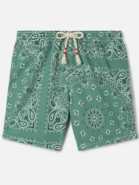 Caprese swim shorts with military green bandana print