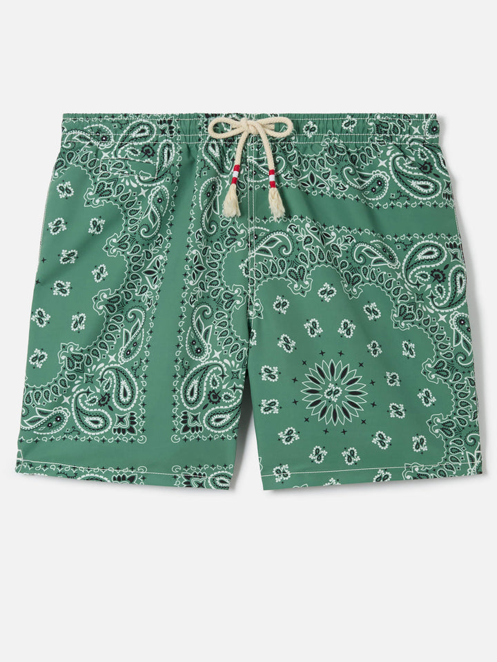 Caprese swim shorts with military green bandana print