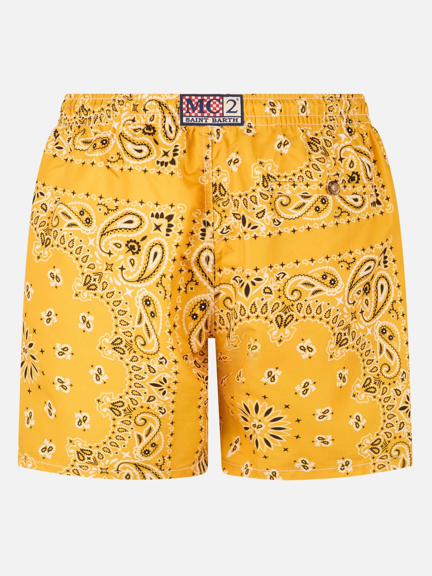 Costume da bagno da uomo con stampa bandana ocra