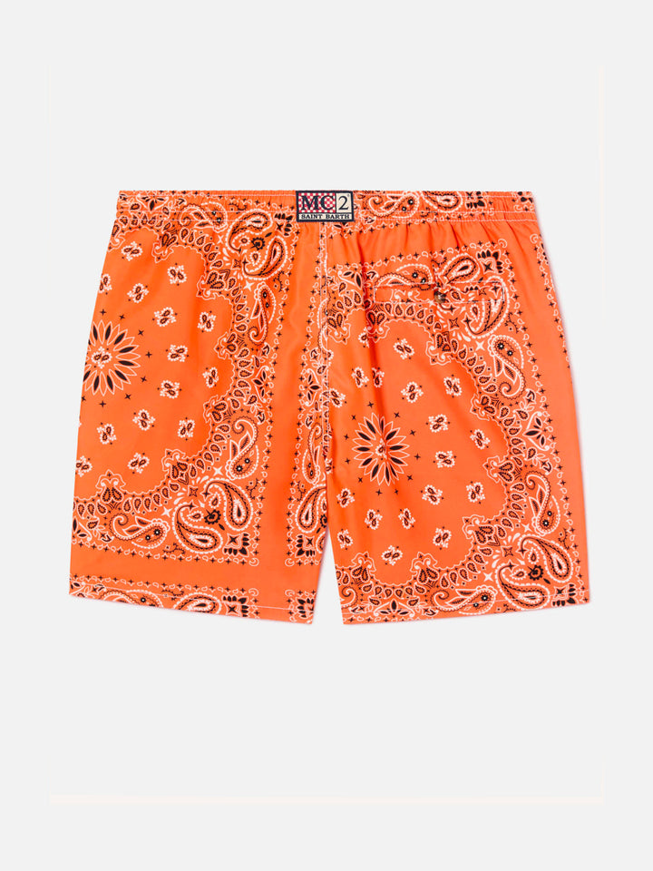 Short de bain garçon à imprimé bandana orange 