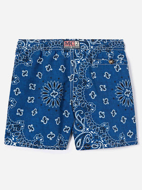 Caprese Jr swim shorts with blue navy bandana print