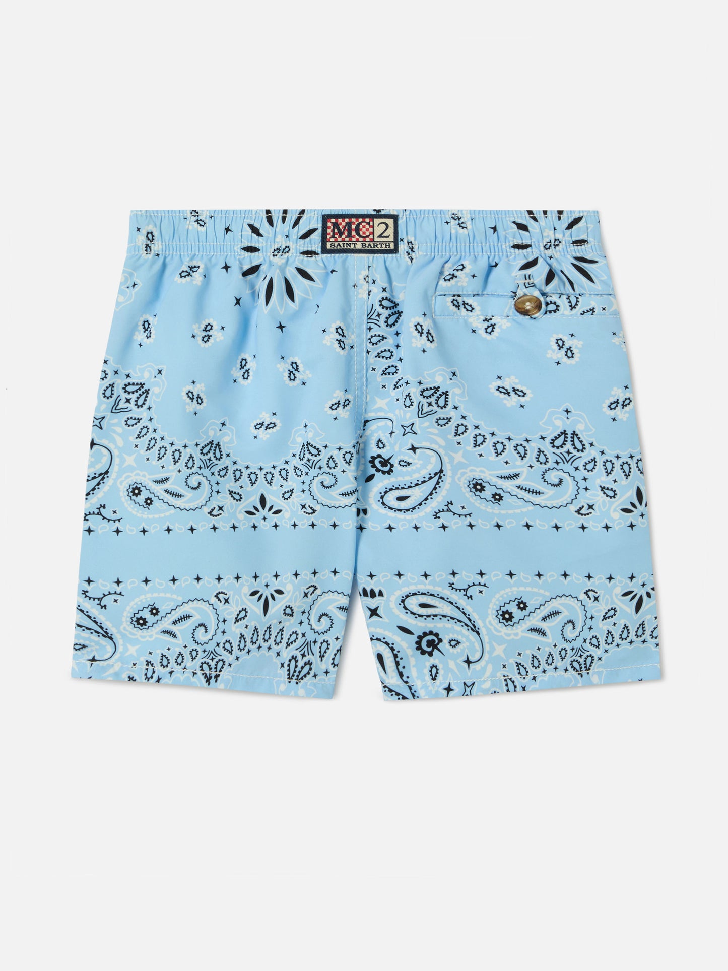 Caprese Jr swim shorts with light blue bandana print