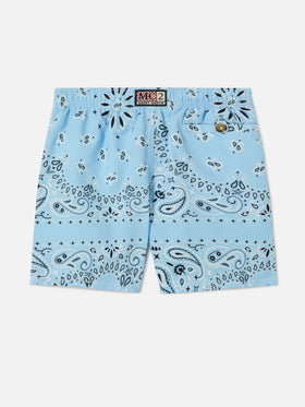 Caprese Jr swim shorts with light blue bandana print