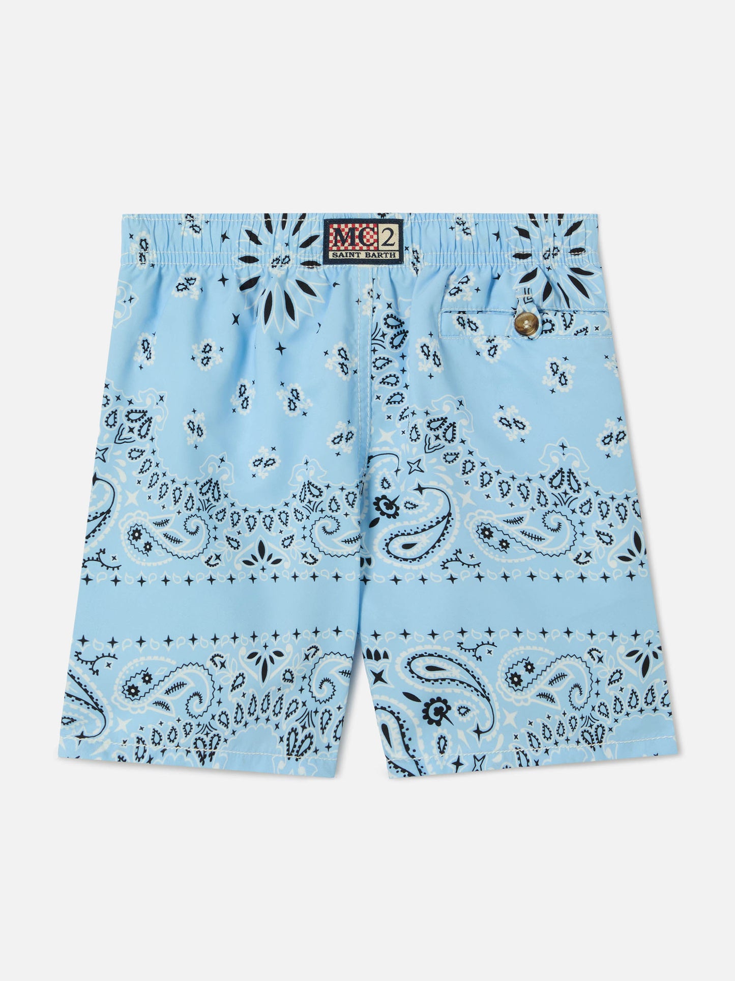 Caprese Jr swim shorts with light blue bandana print